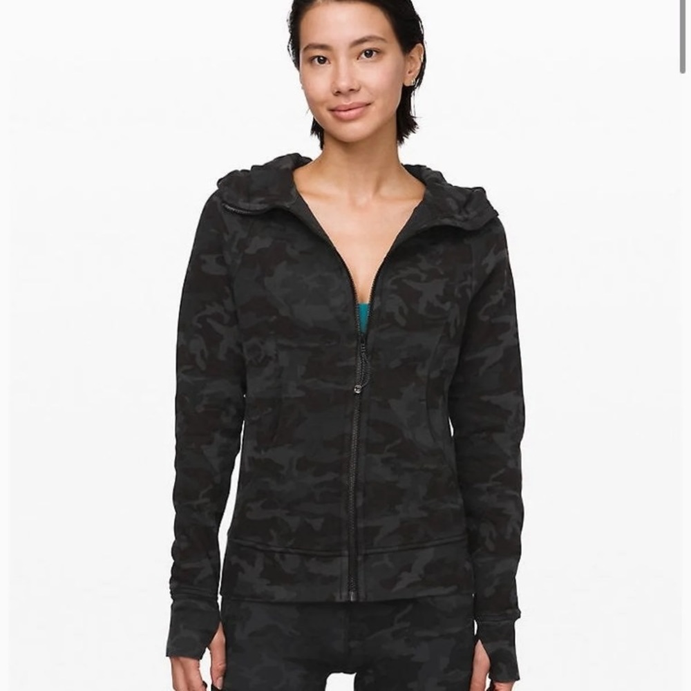 Lululemon grey camp scuba zip up hoodie fleece 8